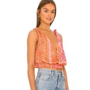 Free People Tied To You Tank Top in the "Lemonade Combo" colorway Size M NWT